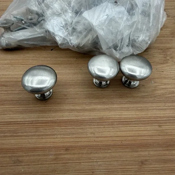 Round Mushroom Knob Kitchen Cabinet Hardware Brushed Nickel Lot of 18 PCs
