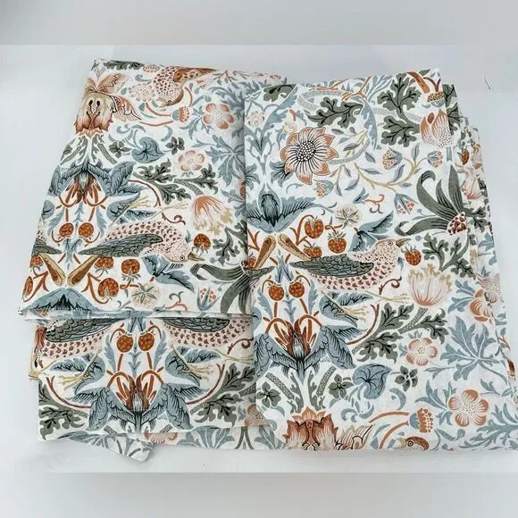 William Morris 2pc BLACKOUT Strawberry Thief Saffron Window Curtains 50x84 Heavy