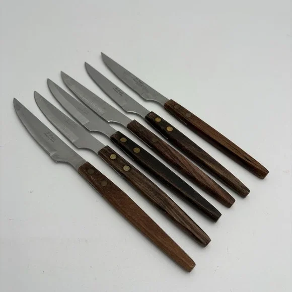 6 St. Regis Stainless Steel Steak‎ Knives Japan Retro MCM Design