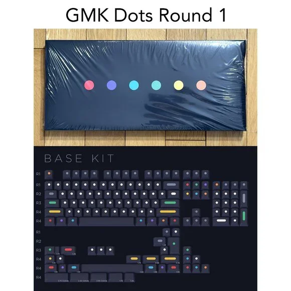 NEW GMK Dots Dark R1 ROUND 1 Base Kit Set Keycap Set Keyset Cherry MX Keyboard