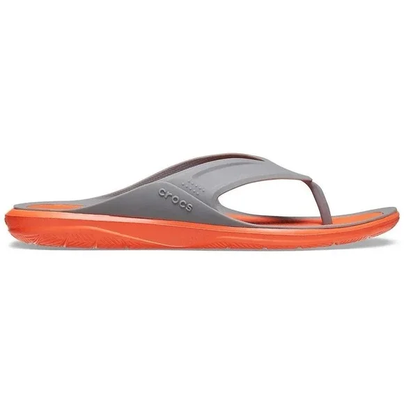 Crocs Swiftwater Wave Flip Flops Sandals‎ Men's Size 8 Orange Gray