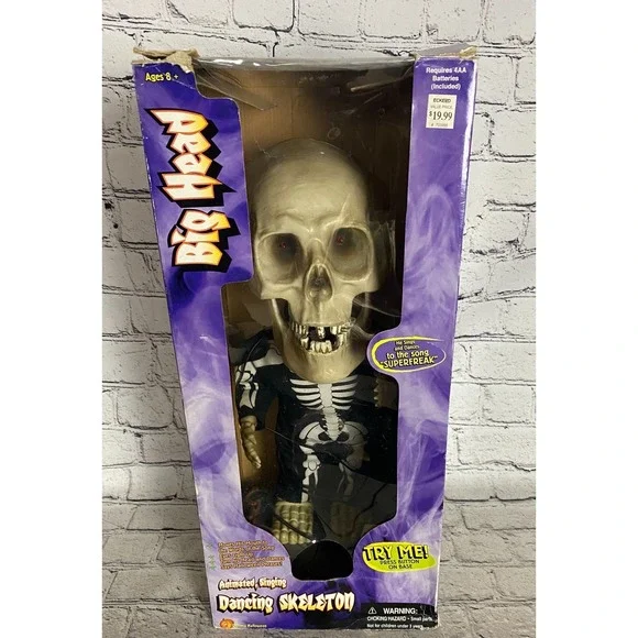 Vintage *Video* Rare 2001 Gemmy Big Head Dancing Skeleton Super Freak Halloween