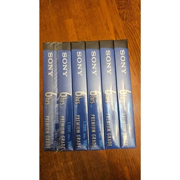 SONY‎ Blank Sealed Blank VHS Video Tapes Premium Grade T-120VL 6 Pack Unopened