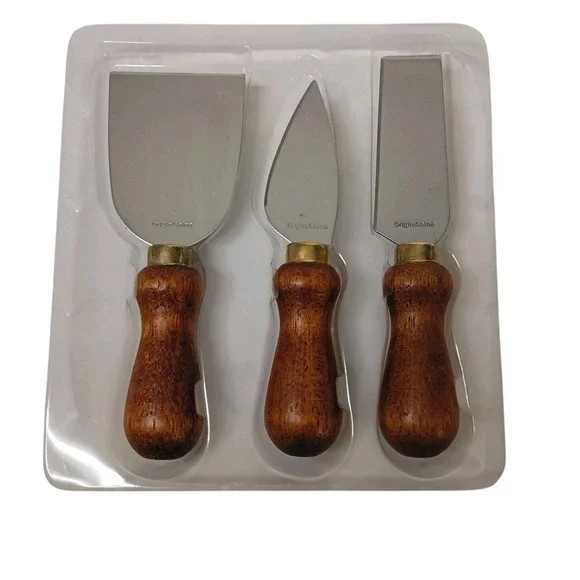 3 Piece Cheese Spreader‎ Knife Serving Set Stainless Wood Handles Charcuterie