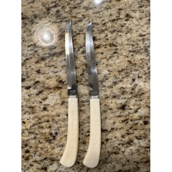Imperial Stainless USA Steak‎ Knives Set of 2 Faux Bone Handles