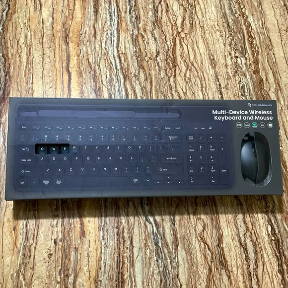 Multi-Device Wireless Keyboard and Mouse Compatible with iOS Android Mac Windows