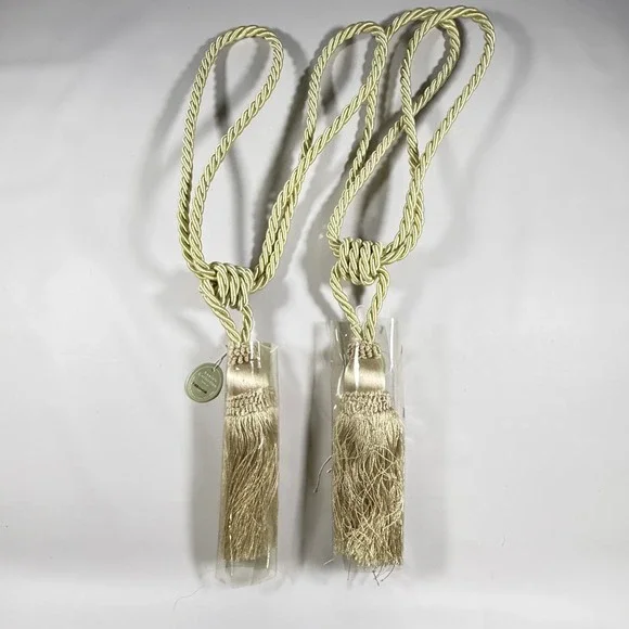 NWT Annie's Collection Curtain Tiebacks Champagne Gold Tassel Regency Core 22in