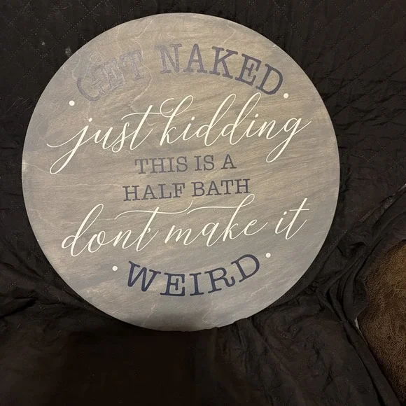 Bathroom Farmhouse Door/Wall Sign Hanger Wreath Round Plaque 12