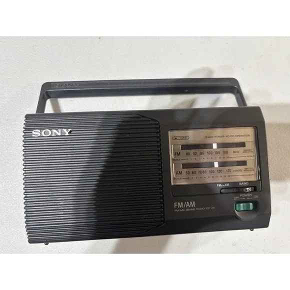Vintage Sony ICF-24 FM/AM 2 Band‎ Portable Radio Tested with AC Cord