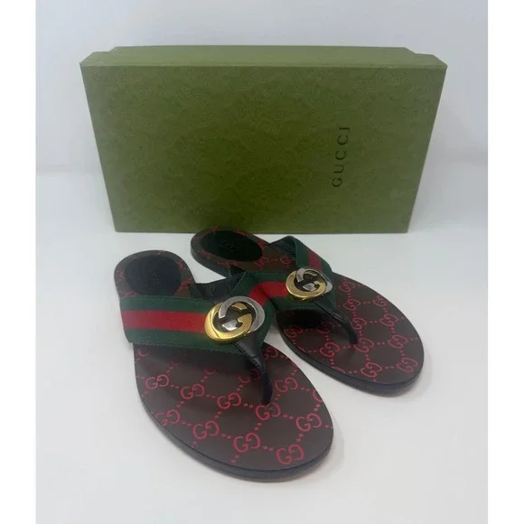Gucci Kika GG Web Thong Sandal Size 9.5 US 39.5 EU