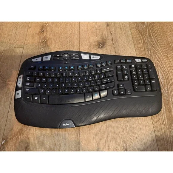 Logitech K350 Comfort Wave Wireless Keyboard with USB dongle tested Excellent