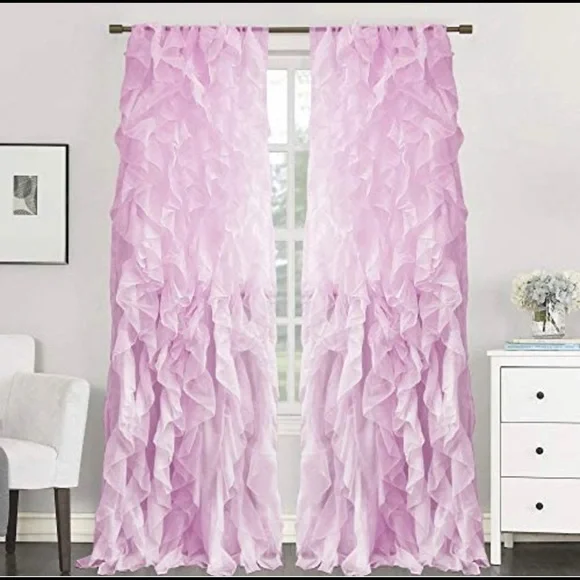 96 in x 50 in Purple Ruffle Curtains