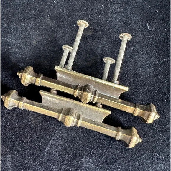 Vintage Brass Door Handles (Set of 2) Vintage Hardware Pull MCM Decor 4.5