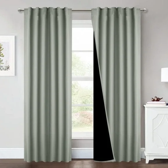 Blackout Curtain Panels - Window Treatment Room Darkening Drapes - Grey‎ Gray