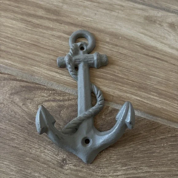 CAST IRON Ship ANCHOR‎ TOWEL HOOK Beach Nautical Decor Wall Mount