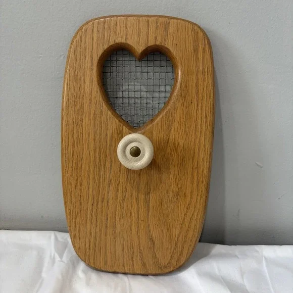 wooden heart Cutout Wall Hanging decor with knob Grandma Cottage Core 11