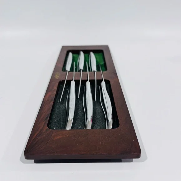 Vintage Carvel Hall Steak Knives Set Of 6 W Display Stainless Steel Made In USA‎
