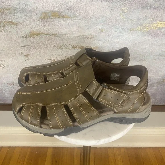 Earth Spirit Gelron Sandals Mens Size 11 Brown Fisherman Slip On Hook & Loop