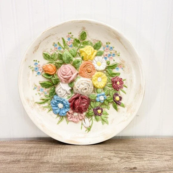 Vintage Floral Wall Hanging: Cottage Chic Home Decor