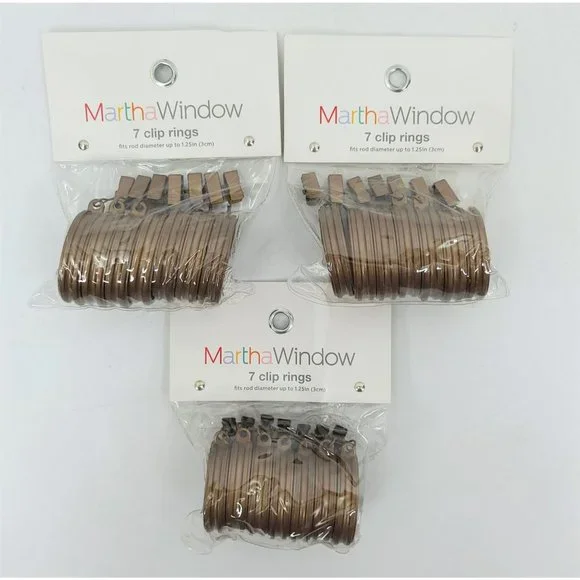 3 Pkg Martha Window Curtain Clip Rings Antiqued Copper Finish Fit 1.25