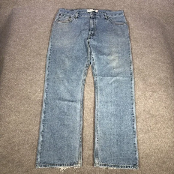 Levis 505 Jeans Mens 38x32 Regular Fit‎ Straight Leg Light Wash Blue Denim Y2K