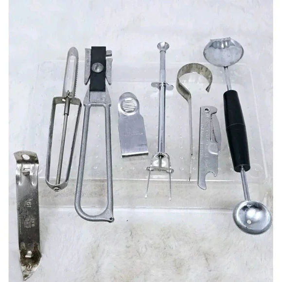 Lot of 8 KITCHEN TOOLS ~ UTENSILS ~ GADGETS Vintage Sharpener Opener Pickle Fork