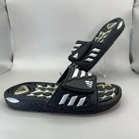 VTG 2000 Adidas Cushion Gel Air Slides Y2k Mens Size 7 US Black Silver