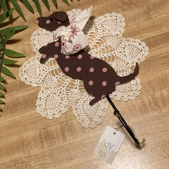 Brown And Pink Polka Dot Dog Wall Hook