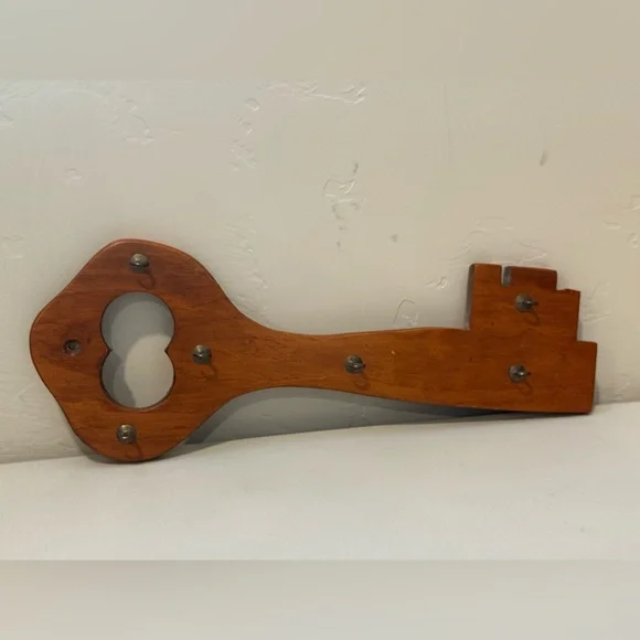 Vintage Wooden‎ Key Holder Rack Key Shaped Hanging Wall Mount Hooks Rustic