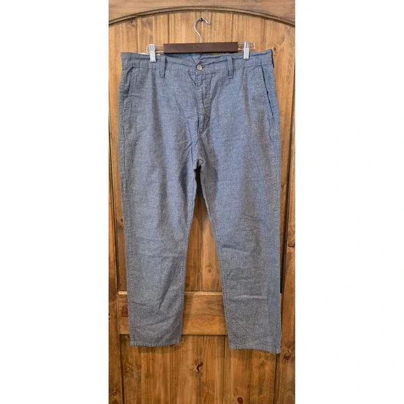 Levi's Chambray Pants Mens 36x30 Blue Excellent Straight Leg Casual Trousers