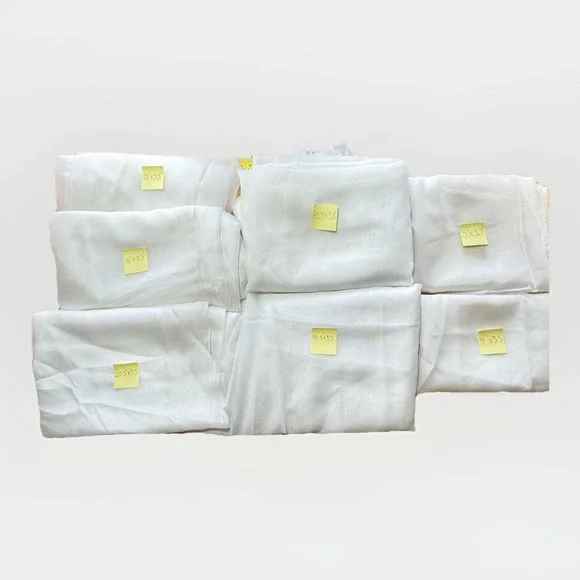 Lot 7 VTG White Sheer Organza Fabric Cuts – 59yd Total‎ 3.5ft Wide Bridal Decor