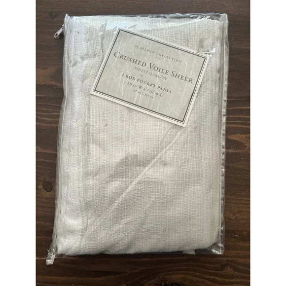 Platinum Collection Crushed Voile Sheer White Curtain Panel 50x120‎ Rod Pocket