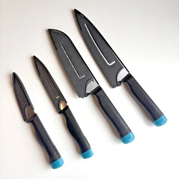 Black & Decker Essential Knife Set 4 Piece Stainless Steel Comfort Handle Covers