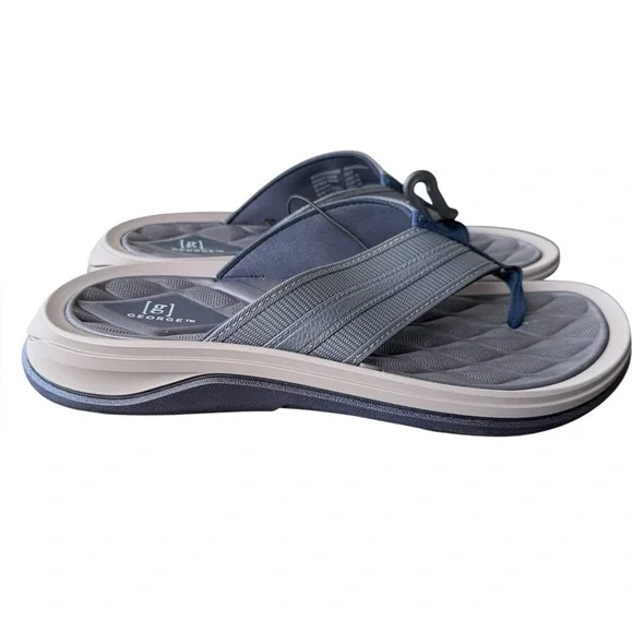 George Men's Thong Sandals Size 10 Gray Comfort Footbed Arch Support