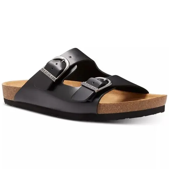 Eastland Men Cambridge Slip On Footbed Sandals Size US 10M Black Leather