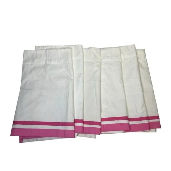 Pottery Barn Kids Harper Pink‎ Grosgrain Stripe Window Valance 44 x 18 set of 6