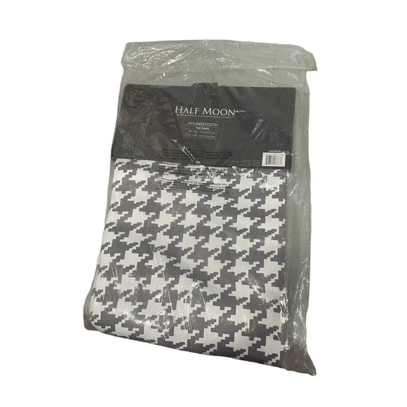 HALF Moon Curtain Panels Houndstooth Room Darkening Window Panel Pair 52”x 84
