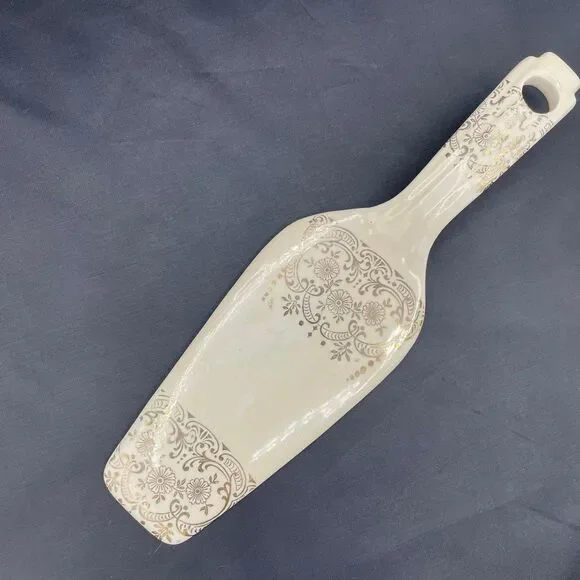 Vintage Homer Laughlin Charm House Gold Scroll Design Pie Cake Server Knife