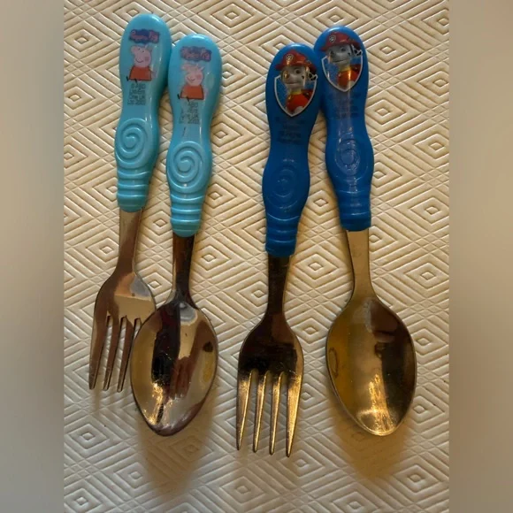 Nick jr Peppa Pig & Paw Patrol Marshall medal Kids Fork & Spoon Utensils