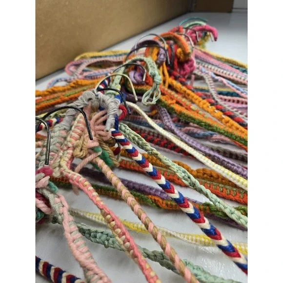 Vintage Lot Of 24 Hand Made Knit Colorful Granny Yarn Crochet Wire Hangers