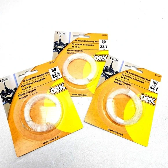 Lot of 3 OOK 50104 50lb Invisible‎ Hanging Wire Picture Hanger 15ft Rolls