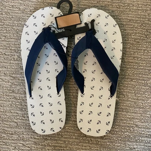 Mens Anchor Print Flip flops ( size L &‎ XL)
