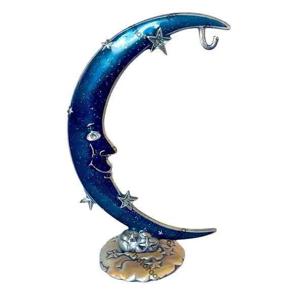 ENESCO W.F. Crescent Beautiful Blue an Silver Moon & Stars Hanger