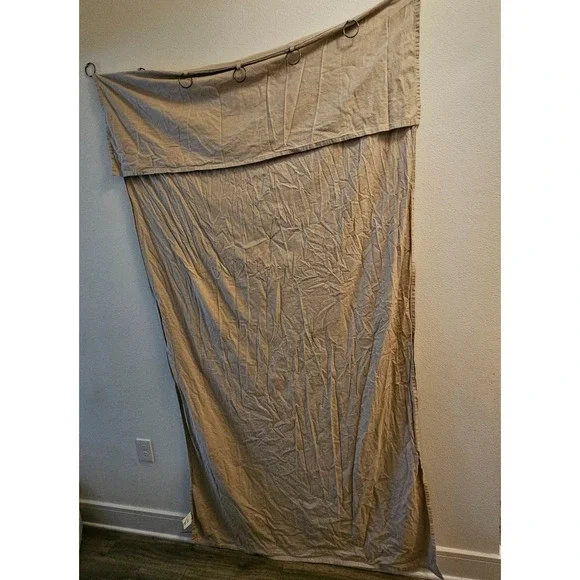 Mercantile Curtain Panel 100% Cotton W/Metal Rings Valance Beige/Tan 50x84‎ in
