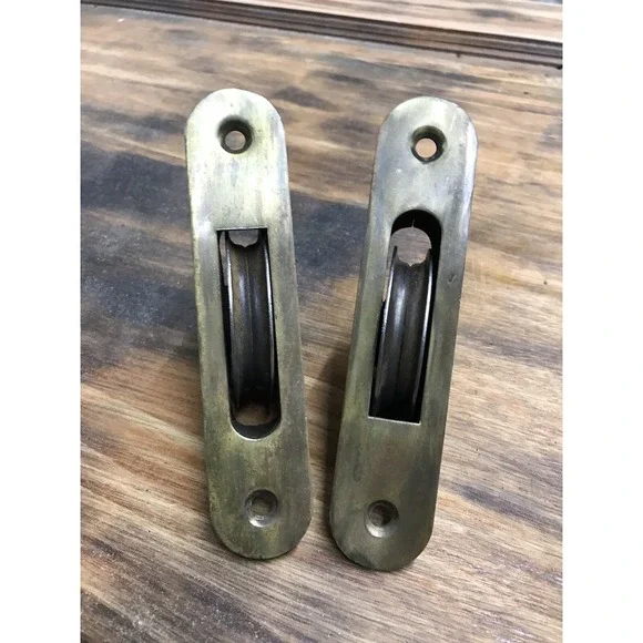 Lot Of 2 vintage victorian window weight pulleys 6 in By 1 Inch .