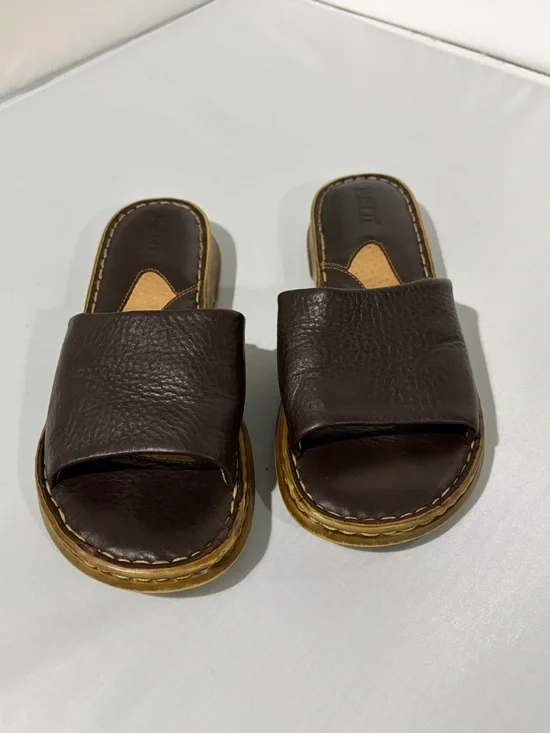Born Two-Tone Brown Leather Men’s Slide On