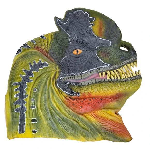 Vintage 1997 Jurassic Park Dilophosaurus Spitter Halloween Dinosaur Latex Mask