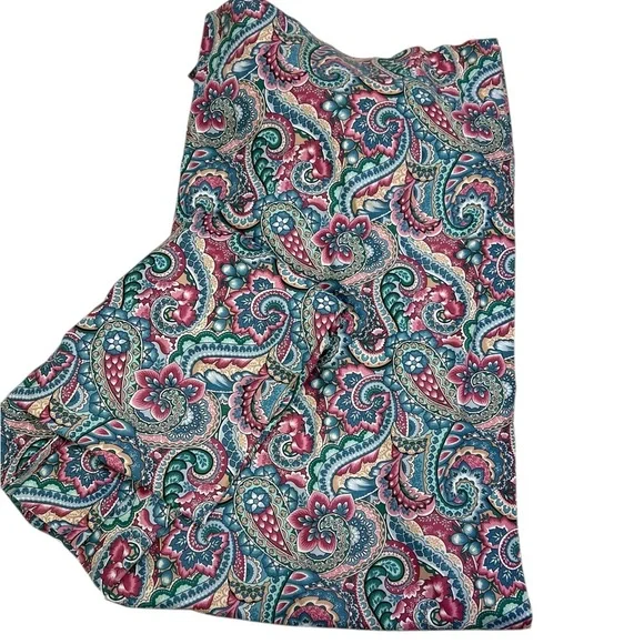 2 Paisley Floral Lined Curtain Panels Pink Blue Pinch Pleat 82” Long