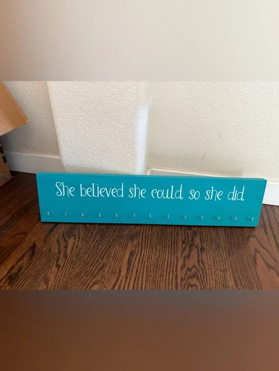Motivational Teal Key Holder Wall Decor