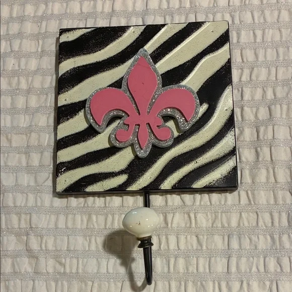 Hobby Lobby Pink Fleur-de-Lis Zebra Wall Hook
